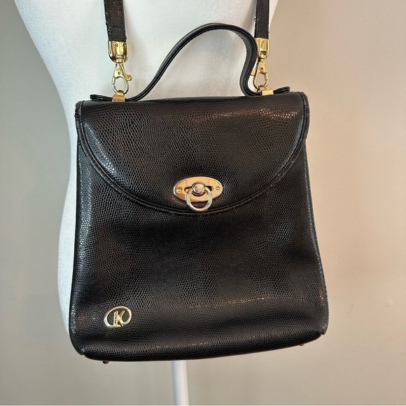 Vintage Koret America Medium Leather Handbag Crossbody Gold Hardware - Picture 1 of 16